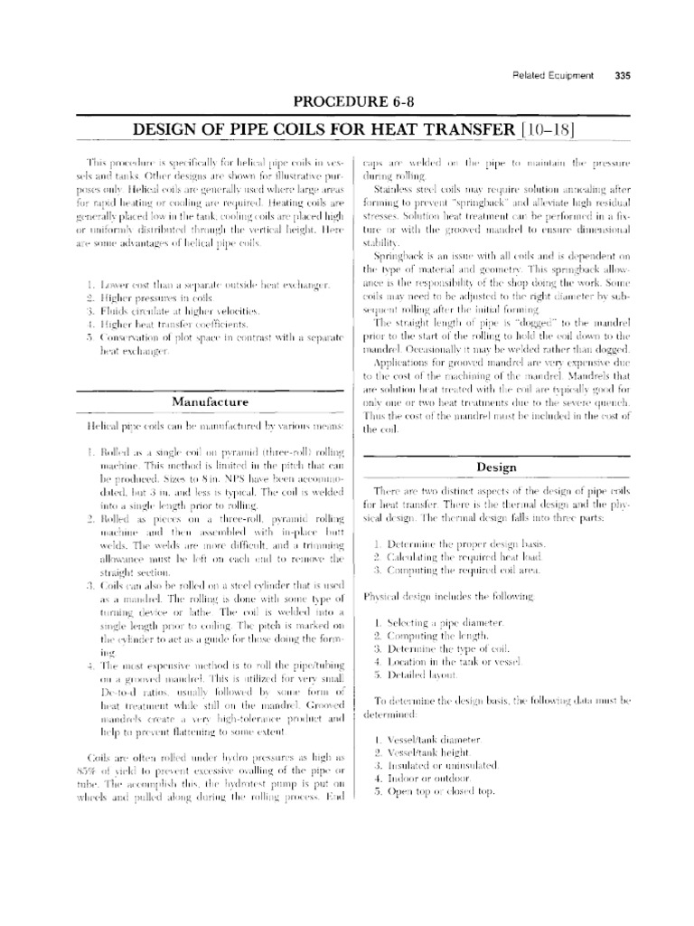 Design of Pipe Coils For Heat Transfer | PDF