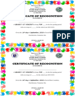Certificate of Recognition: Garchitorena, Camarines Sur S/Y 2018-2019