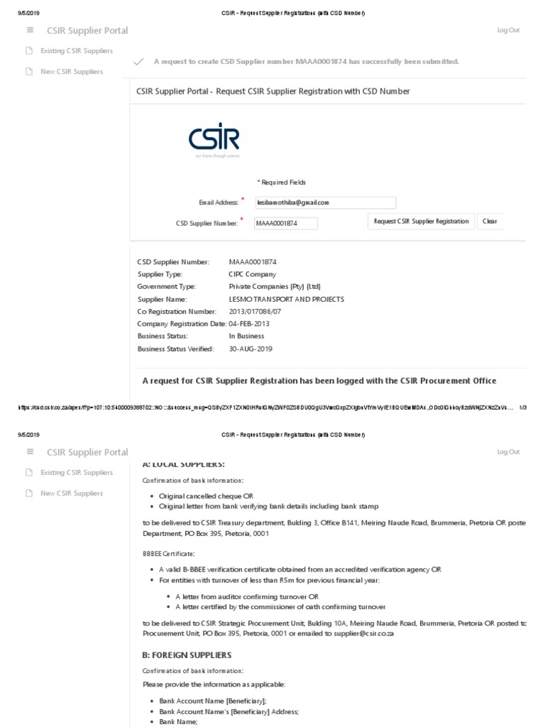 CSIR Supplier Registration Process | PDF | Banks | Financial Services