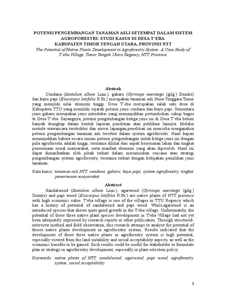 Potensi Kayu Papi dalam Agroforestri NTT | PDF | Griya & Taman | Sains ...