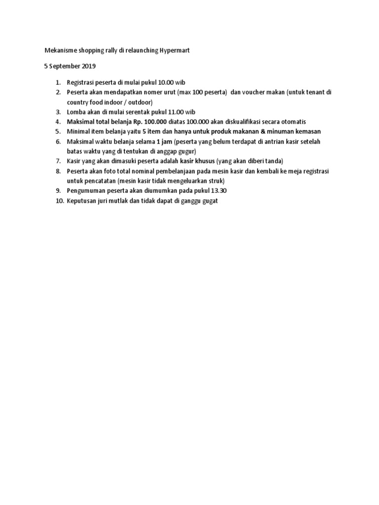 Mekanisme Shopping Rally | PDF