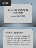 Basic Programming Concepts: Lesson 1 in IT 103