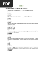 Stem 11: I. Vocabulary Test. Choose The Letter of The Correct Answer