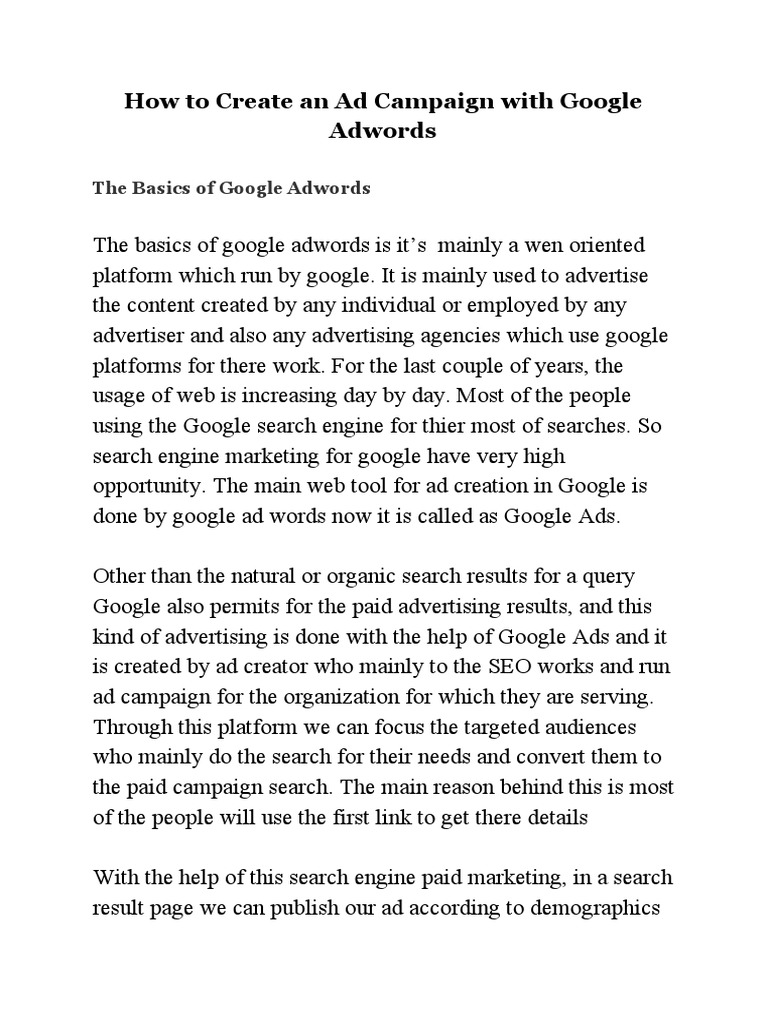 Google Ads Campaign Creation Guide | PDF | Ad Sense | Advertising