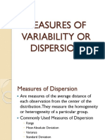 Measures of Variability or Dispersion