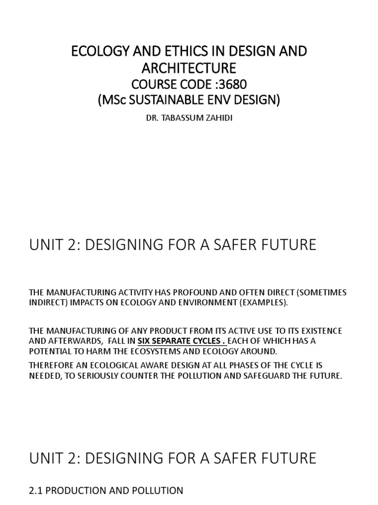 Ecological Design for Sustainable Futures | PDF | Life Cycle Assessment ...