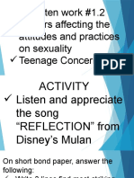 Written Work #1.2 Factors Affecting The Attitudes and Practices On Sexuality Teenage Concerns
