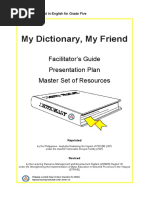 My Dictionary, My Friend: Facilitator's Guide Presentation Plan Master Set of Resources