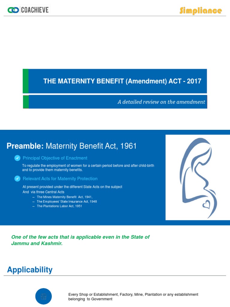 The Maternity Benefit Act 2017 A Reveiw Note PDF Child Care