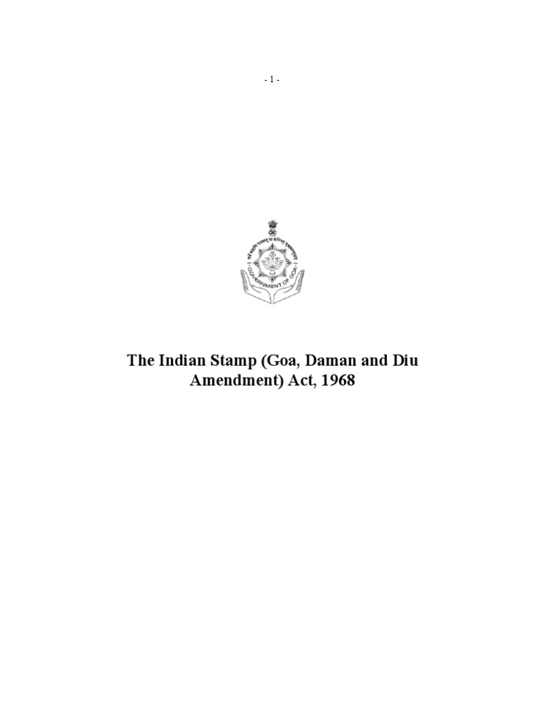 The Indian Stamp (Goa, Daman and Diu Amendment) Act, 1968 PDF Rupee