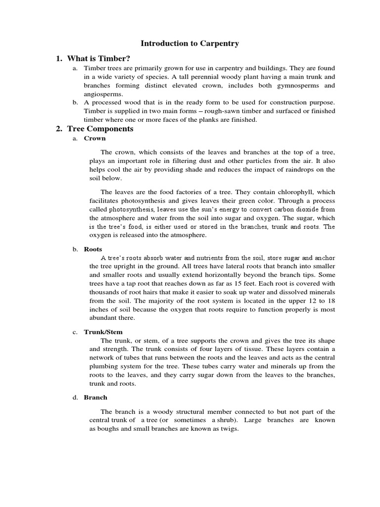 Introduction to Timber and Carpentry | PDF | Wood | Lumber