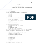 Appendix A Survey Question Form Choose Only One Option That Fits Your Answer To Each Questions Below