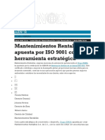 Mantenimientos Rentables Apuesta Por ISO 9001 Como Herramienta Estratégica