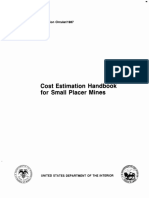 Cost Estimation Handbook Small Placer Mines: Bureau of Mines Information Circular11 987