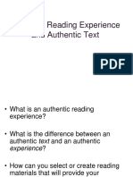 Authentic Reading Experience and Authentic Text