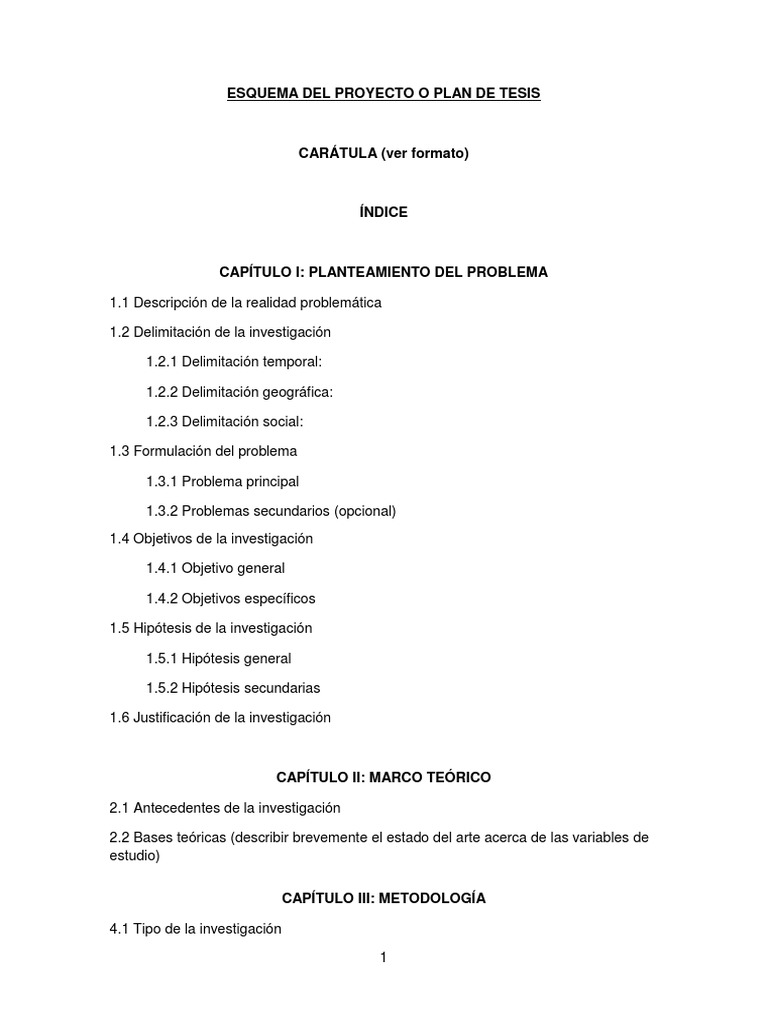 Esquema para Proyecto de Tesis | PDF | Investigación | Interacciones de ...