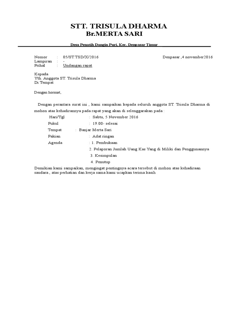 Surat Undangan Rapat Stt 1