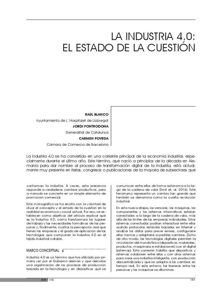 Estado Actual de la Industria 4.0 | PDF | Internet de las Cosas ...