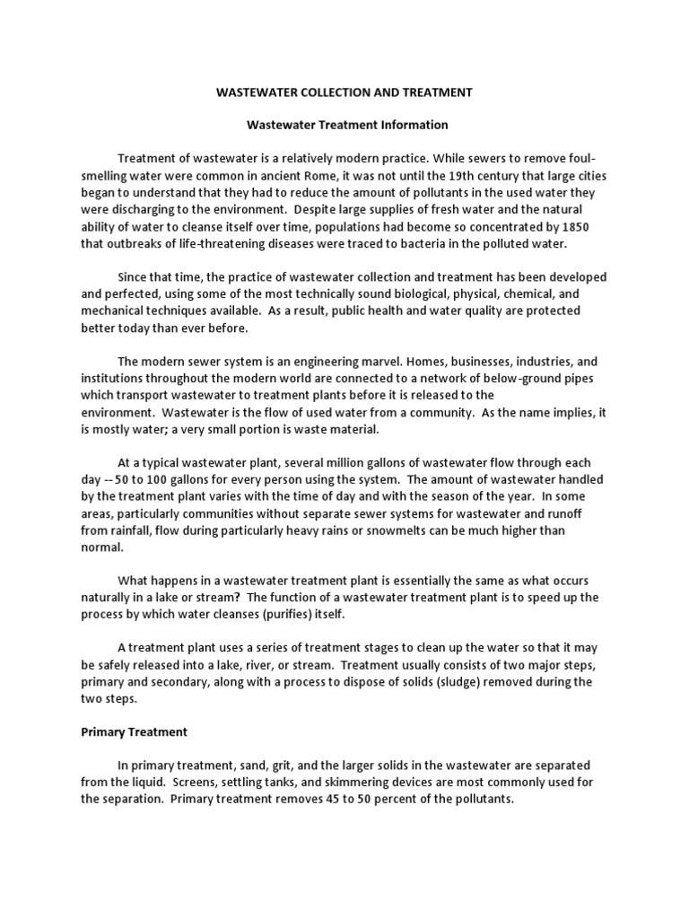 History of Wastewater Treatment | PDF | Sewage Treatment | Water ...