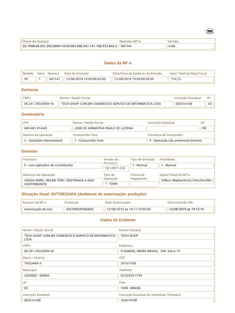 Portal Da Nota Fiscal Eletrônica PDF | PDF | Recibo | Economias