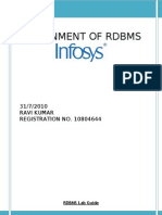 Assignment of RDBMS: 31/7/2010 Ravi Kumar REGISTRATION NO. 10804644