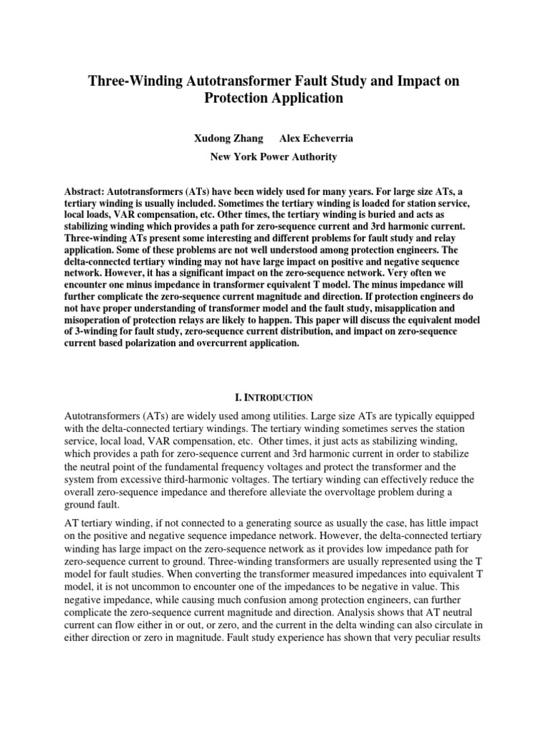 Three-Winding Autotransformer Fault Analysis | PDF | Transformer ...