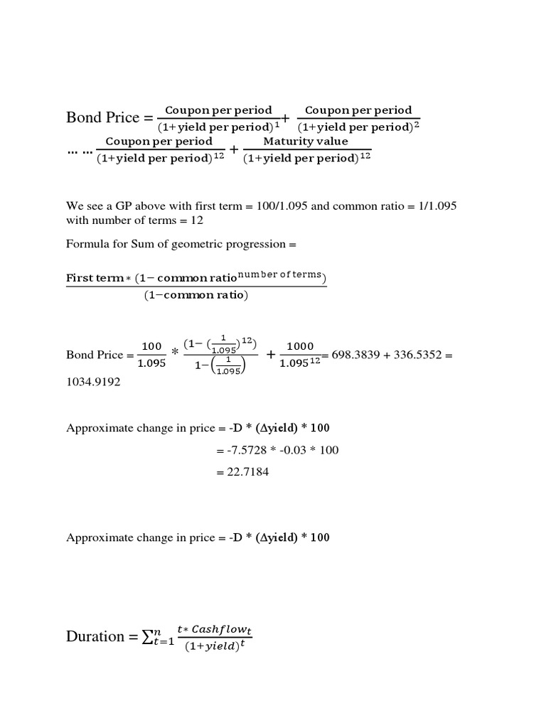 Duration and Convexity Calculations | PDF