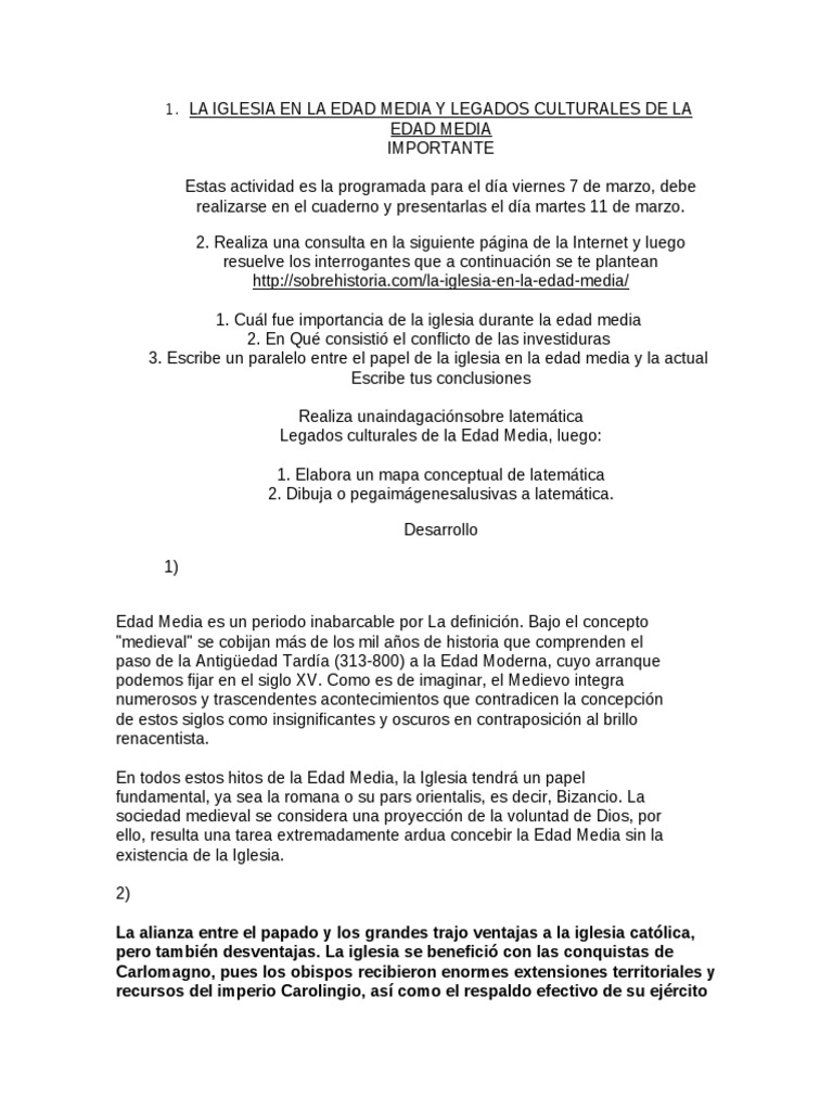 La Iglesia en La Edad Media | PDF | Edades medias | Papa