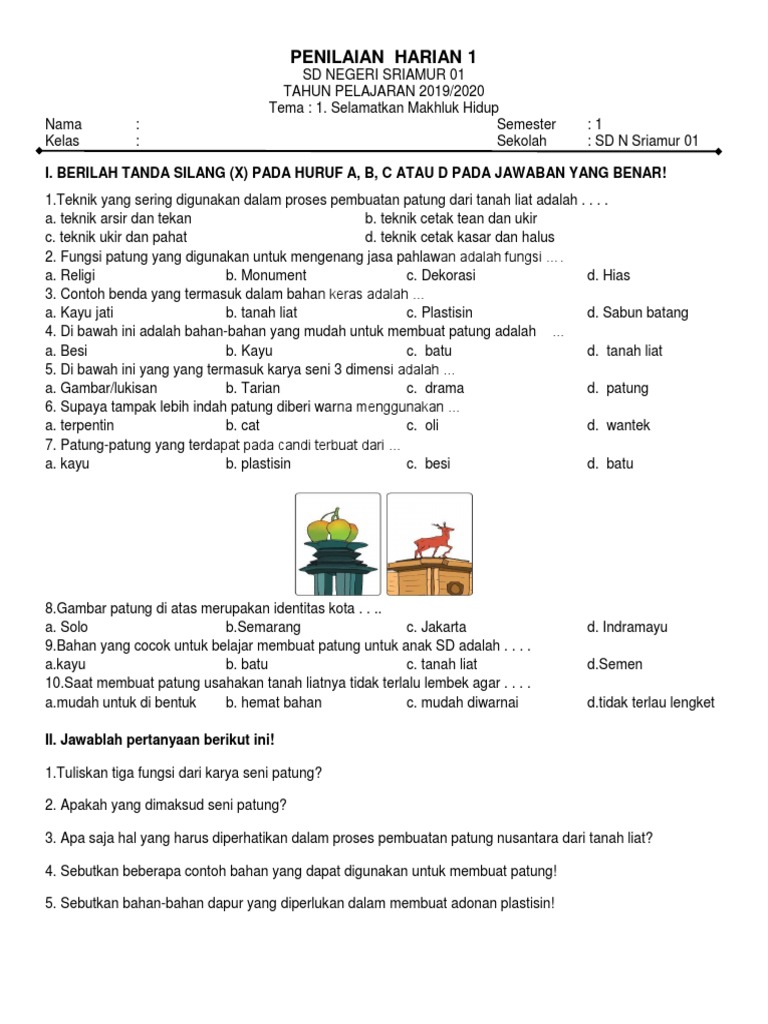 Penilaian Harian 1 Docx Sbdp Tema 1
