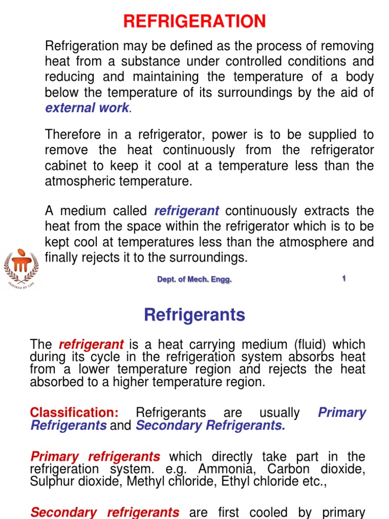 Properties of Refrigerant PDF Refrigeration Refrigerator