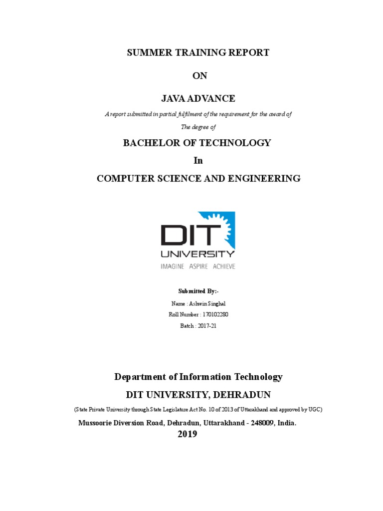 Summer Training Report on Java Advanced | PDF | Educational ...