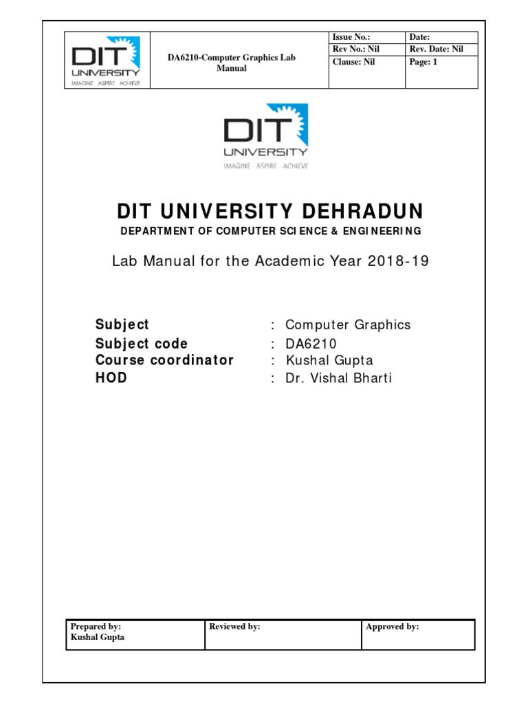 DA6210 Computer Graphics Lab Manual PDF 2 D Computer Graphics