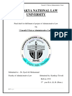 Chanakya National Law University: Final Draft For Fulfilment of Project of Administrative Law On