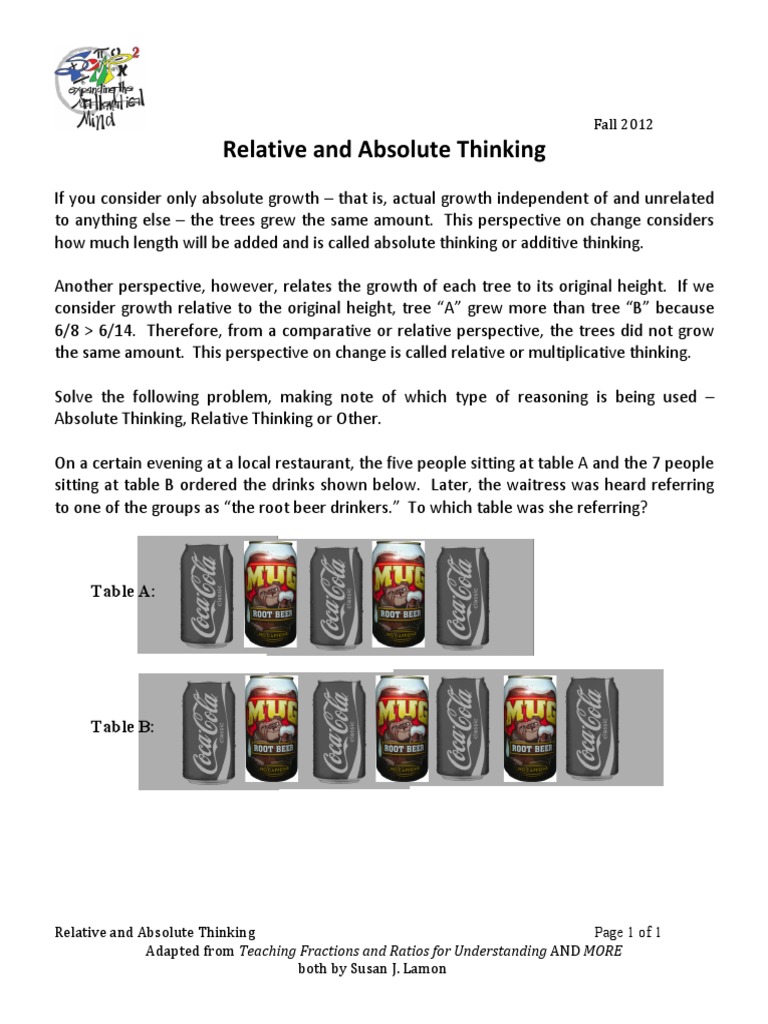 Relative vs. Absolute Thinking Explained | PDF | Teaching Mathematics ...
