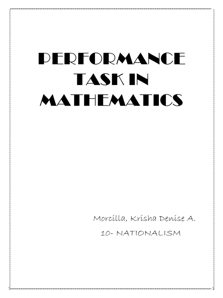 Performance Task in Mathematics | PDF