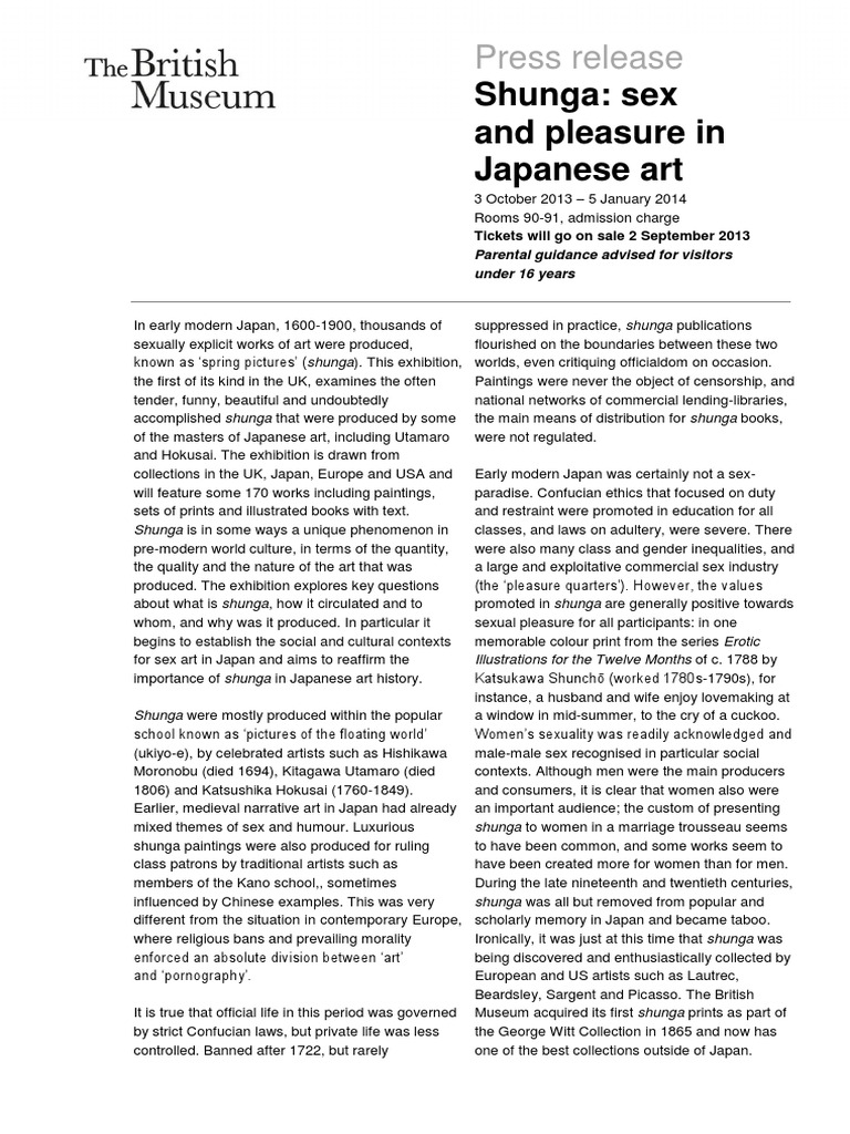 Shunga: Japanese Erotic Art Exhibition | PDF | Ukiyo E | Paintings