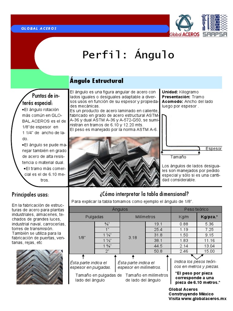 Angulos Estructurales | PDF | Acero estructural | Materiales de ...