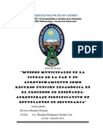 Museos Municipales de La Paz y su aprovechamiento en la enseñanza secundaria