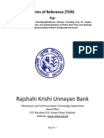 Rajshahi Krishi Unnayan Bank: Terms of Reference (TOR) For