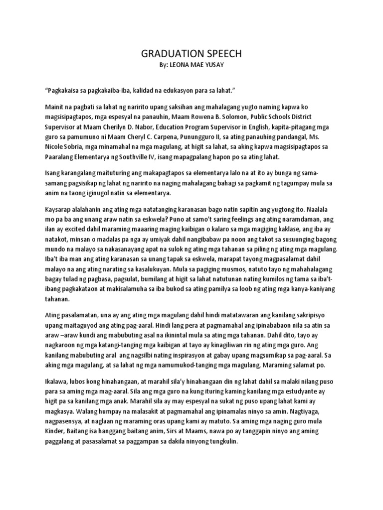 Graduation Speech | PDF