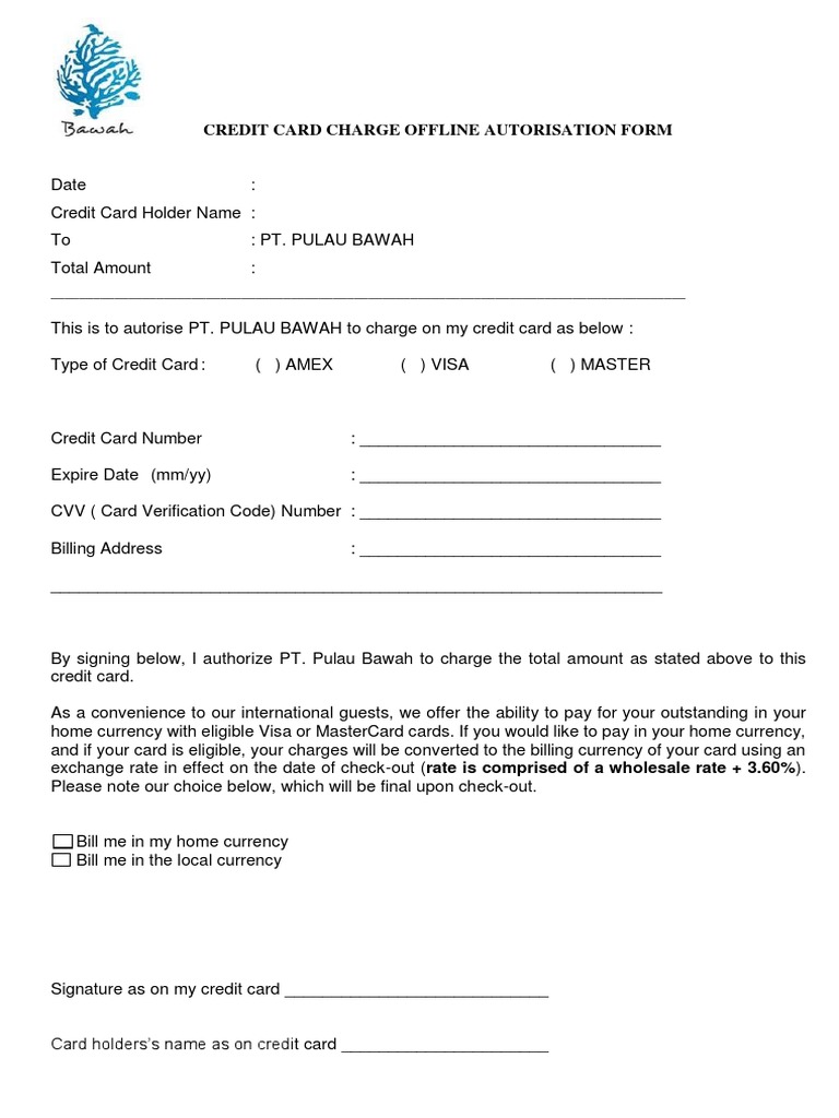 Credit Card Charge Authorization Form | PDF