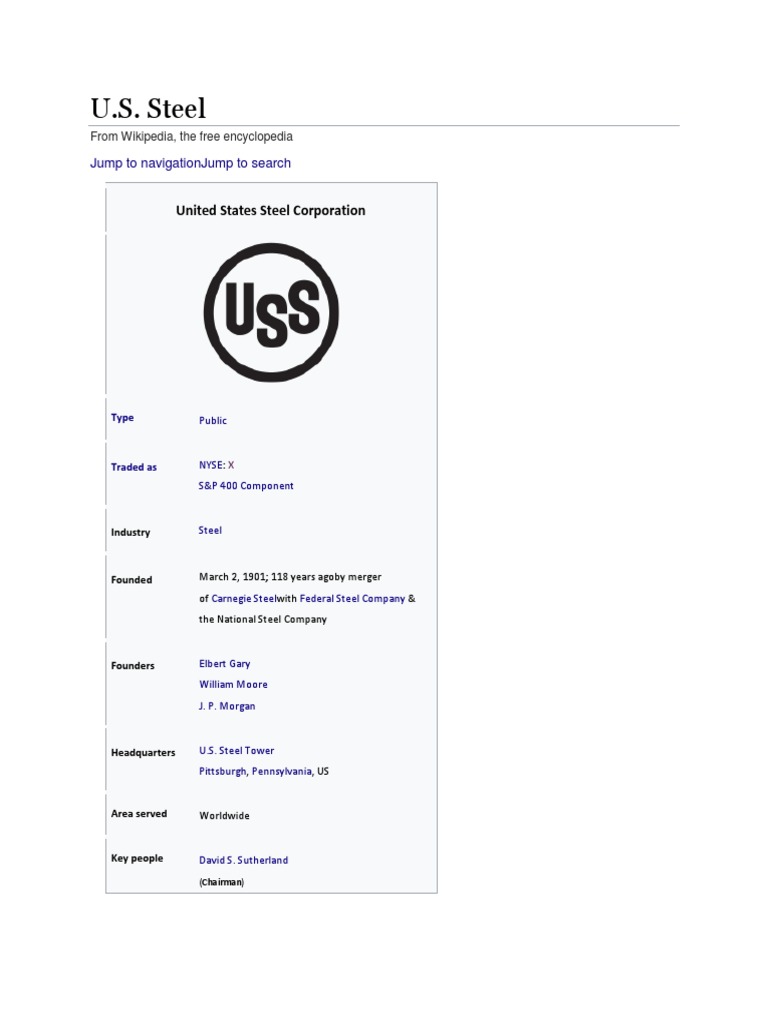 U.S. Steel United States Steel Corporation PDF U.S. Steel Economy Of The United States