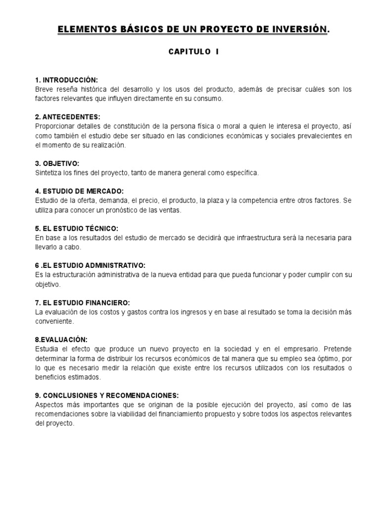 Elementos Clave en Proyectos de Inversión | PDF | Oferta y demanda ...