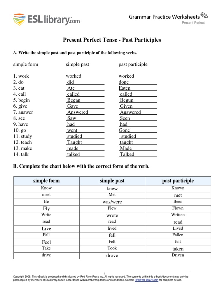 7 Present Perfect Perfect Grammar Grammatical Tense