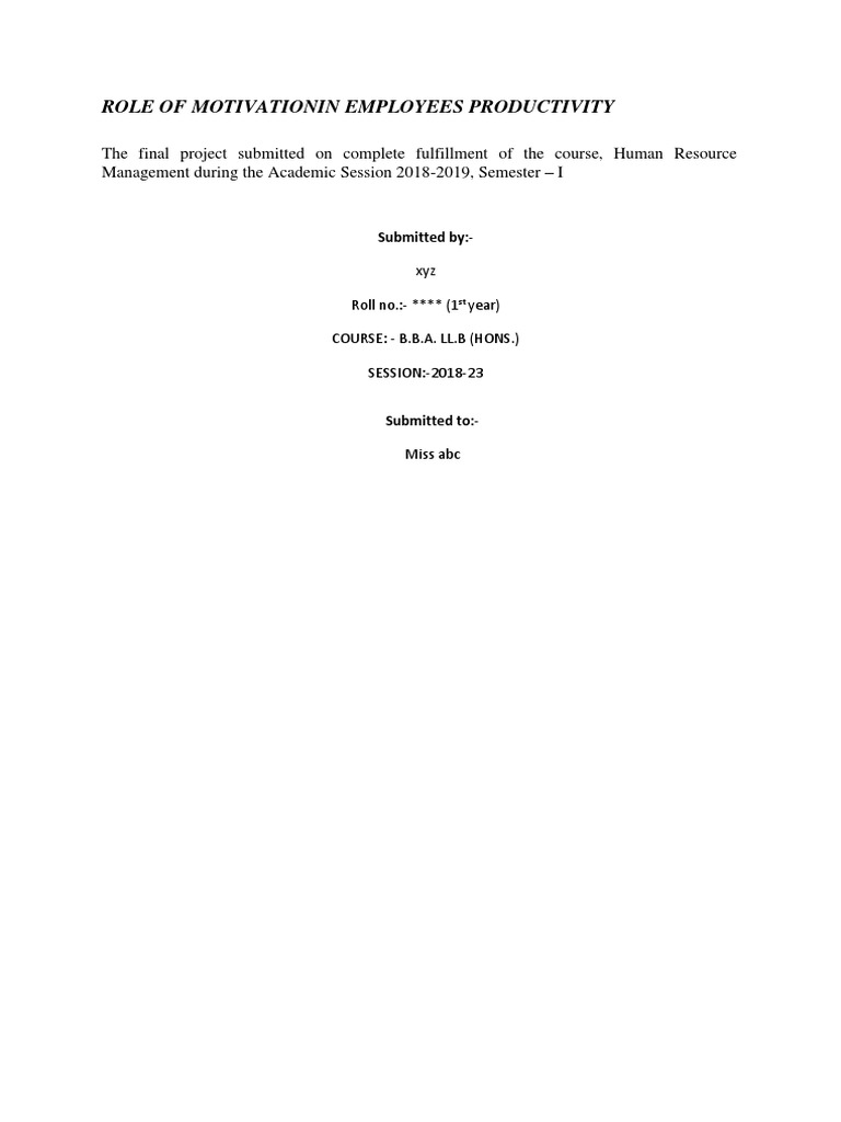 Impact of Motivation on Employee Productivity | PDF | Motivation ...