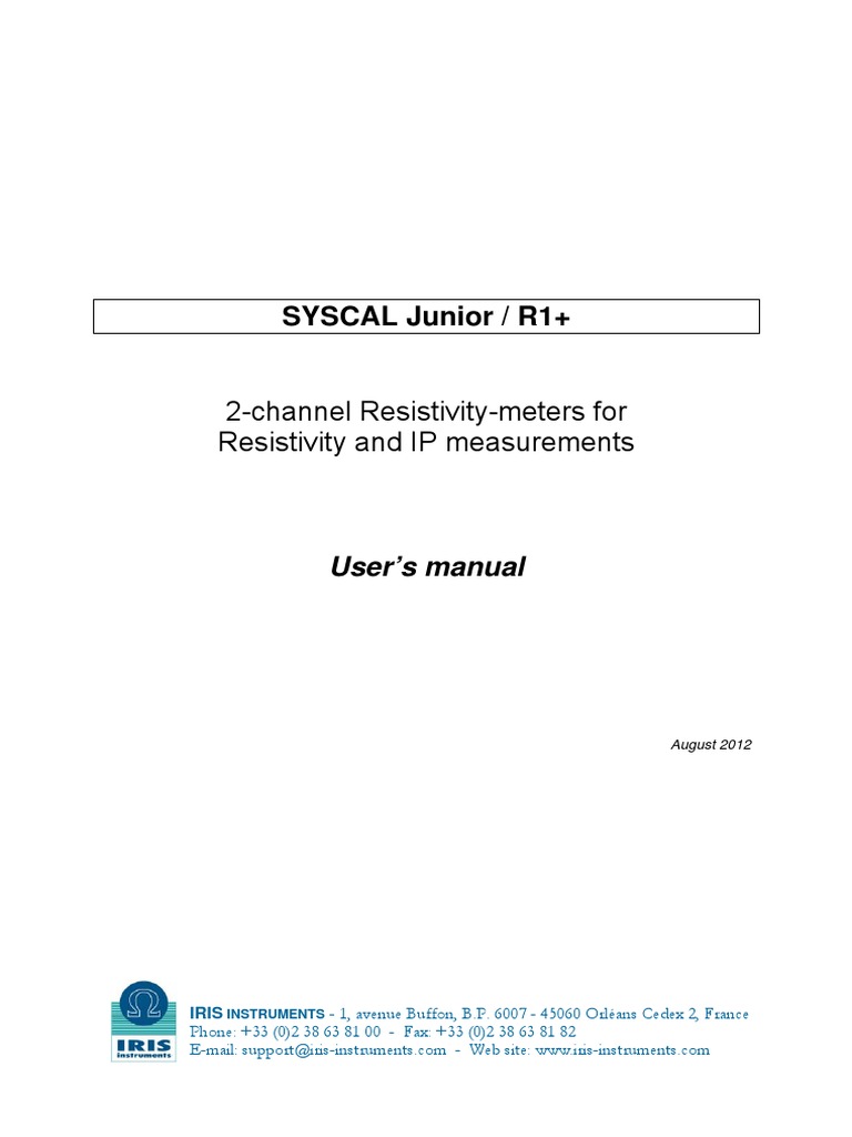 SYSCAL Junior/R1+ User Manual | PDF | Battery Charger | Switch