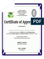 2019 Brigada Eskwela Certificate For Donor