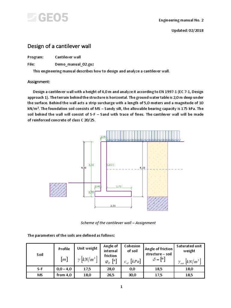 Cantilever Wall Design Guide | PDF | Friction | Soil