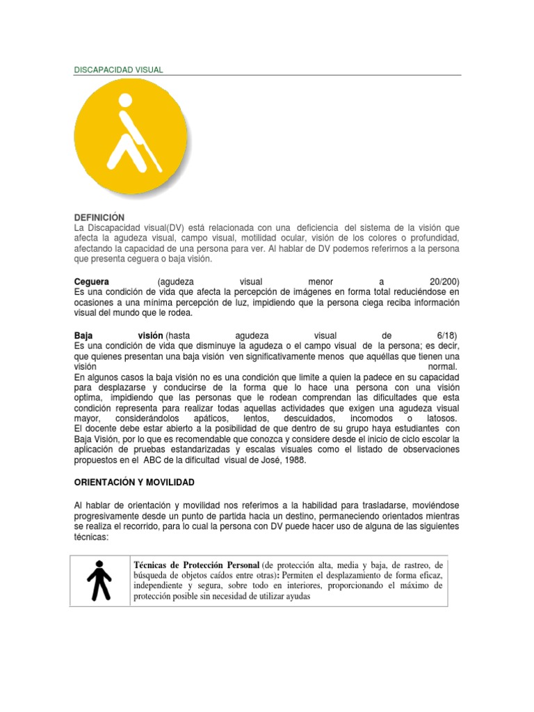 Ejemplos de Discapacidad Visual | PDF | Ojo humano | Percepción visual