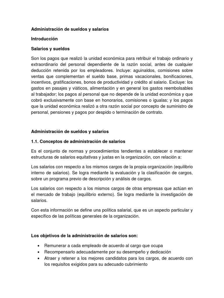 Administración de Sueldos y Salarios | PDF | Salario | Derecho laboral